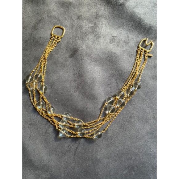 EUC Kenneth J Lane Clear Beaded Gold Metal Chain Layered Necklace - Picture 3 of 4